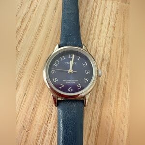 Carriage by Timex ladies blue dial blue leather watch NEW BATTERY